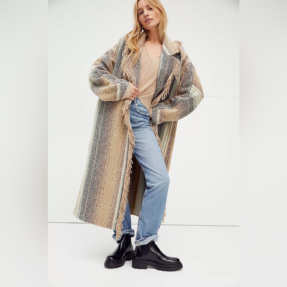 FREE PEOPLE DESERT FRINGE COAT